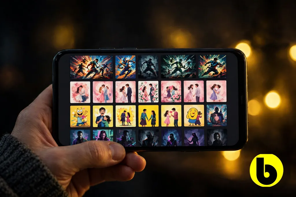 Bappam TV app showing Telugu movie categories on a smartphone