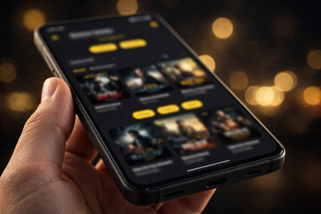 Bappam TV app closeup on Android smartphone screen with Telugu movies